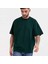 Unisex Basic Bisiklet Yaka Oversize T-Shirt - Haki 1