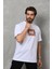 Unisex Bisiklet Yaka Baskılı Oversize T-Shirt - Beyaz 4