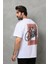 Unisex Bisiklet Yaka Baskılı Oversize T-Shirt - Beyaz 5