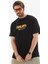 Unisex Bisiklet Yaka Baskılı Oversize T-Shirt - Siyah 1