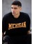 Unisex Bisiklet Yaka Baskılı Oversize T-Shirt - Siyah 2