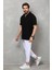 Unisex Yarım Fermuarlı Düz Oversize T-Shirt - Siyah 4