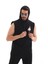 Unisex Kapşonlu Kolsuz Oversize Baskılı Tişört - Siyah 1