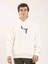 Unisex Baskılı Oversize Üç Iplik Kapüşonlu Sweatshirt - Beyaz 1