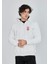 Unisex Baskılı Tam Fermuarlı Kapşonlu Sweatshirt - Beyaz 1