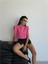 Chanel Vatkalı Crop Bluz - Fuşya 1