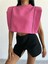 Chanel Vatkalı Crop Bluz - Fuşya 3