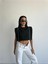 Chanel Vatkalı Crop Bluz - Siyah 1