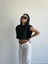 Chanel Vatkalı Crop Bluz - Siyah 4