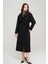 Pelerin ve Apolet Detaylı Astarsız Oversize Trençkot Siyah 6696 4