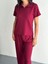 Osy Modal Yumuşak Dokulu Kumaş Kısa Kollu Yakalı T-Shirt Pantalon Ikili Takım- Bordo 2