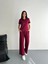 Osy Modal Yumuşak Dokulu Kumaş Kısa Kollu Yakalı T-Shirt Pantalon Ikili Takım- Bordo 4