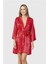 Aria's Closet Kırmızı Kısa Saten Sabahlık 1