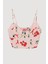 Domates Desenli Askılı Crop Bluz Pembe 1