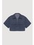 Cep Detaylı Kot Görünümlü Crop Bluz Indigo 1