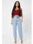 Kadın Bordo Kare Yaka Crop Top Bluz 3
