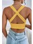 Kadın Sarı Çapraz Sırt Detaylı Şık Crop Top Büstiyer 5