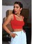 Kadın Kırmızı Kalın Askılı Crop Top Büstiyer 3
