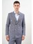 Erkek Lacivert Keten Trend Kruvaze Slim Fit Sivri Yaka Takım Elbise 3