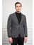 Erkek Siyah Dokuma Slim Fit Dar Kesim Mono Yaka Ceket 1