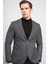 Erkek Siyah Dokuma Slim Fit Dar Kesim Mono Yaka Ceket 4