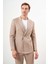 Erkek Vizon Keten Trend Kruvaze Slim Fit Sivri Yaka Takım Elbise 2