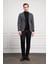 Erkek Gri Örme Slim Fit Dar Kesim Mono Yaka Ceket 2
