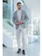 Erkek Gri Örme Slim Fit Mono Yaka Ceket 3
