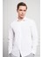 Erkek Beyaz Pamuk Trend Slim Fit Dar Kesim Italyan Yaka Gömlek 4