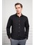 Erkek Siyah Trend Italyan Yaka Slim Fit Dar Kesim Gömlek 1