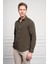 Erkek Haki Trend Italyan Yaka Slim Fit Dar Kesim Gömlek 3