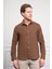 Erkek Kahve Trend Italyan Yaka Slim Fit Dar Kesim Gömlek 3