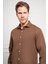 Erkek Kahve Trend Italyan Yaka Slim Fit Dar Kesim Gömlek 4