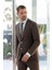 Erkek Kahve Trend Slim Fit Mono Yaka Takım Elbise 1