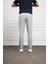 Erkek Gri Slim Fit Dar Kesim Ipli Jogger Pantolon 4