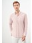 Erkek Turuncu Pamuk Çizgili-Panolu Italyan Yaka Slim Fit Gömlek 2