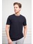 Erkek Lacivert Trend Bisiklet Yaka Dinamik Fit T-Shirt 3
