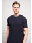 Erkek Lacivert Trend Bisiklet Yaka Dinamik Fit T-Shirt 4