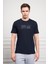 Erkek Lacivert Trend Bisiklet Yaka Pamuk Dinamik Fit T-Shirt 1