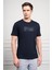 Erkek Lacivert Trend Bisiklet Yaka Pamuk Dinamik Fit T-Shirt 3