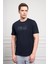 Erkek Lacivert Trend Bisiklet Yaka Pamuk Dinamik Fit T-Shirt 4