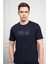 Erkek Lacivert Trend Bisiklet Yaka Pamuk Dinamik Fit T-Shirt 5