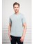 Erkek Indigo Basic Bisiklet Yaka Dynamic Fit Pamuk T-Shirt 1