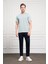 Erkek Indigo Basic Bisiklet Yaka Dynamic Fit Pamuk T-Shirt 2