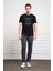 Erkek Siyah Trend Bisiklet Yaka Dinamik Fit Pamuk T-Shirt 2
