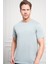 Erkek Indigo Basic Bisiklet Yaka Dynamic Fit Pamuk T-Shirt 4