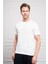 Erkek Ekru Basic Bisiklet Yaka Dynamic Fit Pamuk T-Shirt 1