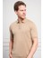 Erkek Bej Basic Polo Yaka Dynamic Fit T-Shirt 3