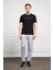 Erkek Siyah Trend Bisiklet Yaka Dinamik Fit Pamuk T-Shirt 2