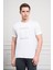Erkek Beyaz Trend Bisiklet Yaka Dinamik Fit Pamuk T-Shirt 1